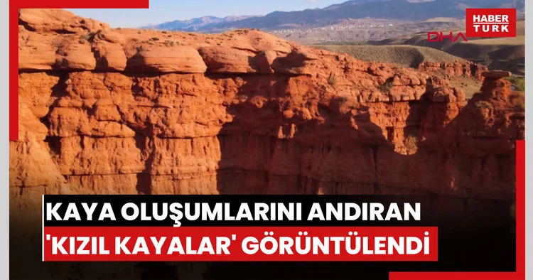 Kars ta Arizona kanyonlarındaki kaya oluşumlarını andıran kızıl kayalar dronla görüntülendi