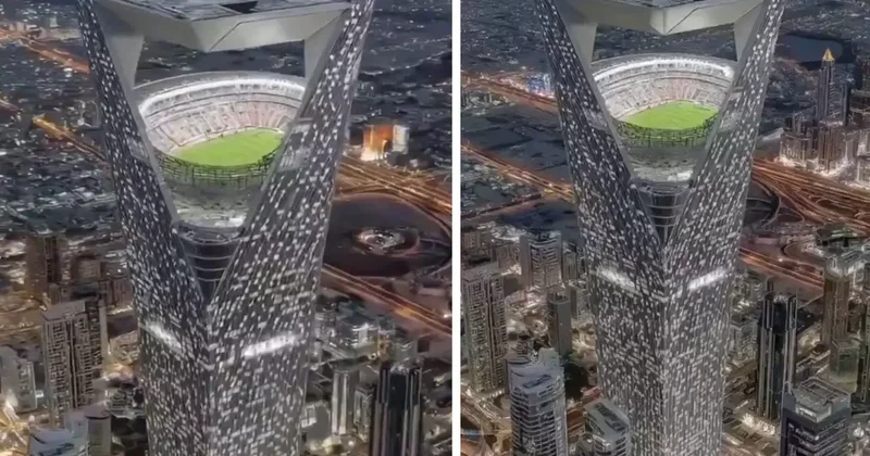 Çılgın proje tanıtıldı! 350 metre yüksekte Dünya Kupası oynanacak