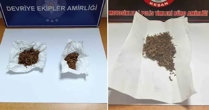 Keşan da polisin durdurduğu 2 şüpheliden uyuşturucu ele geçirildi Edirne Haberleri