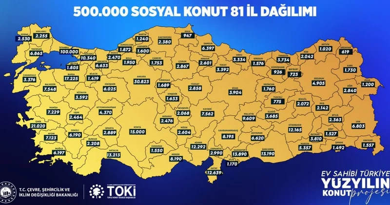 TAM LİSTE Hangi ile kaç sosyal konut yapılıyor? İstanbul, Ankara, İzmir, Bursa, 500 Bin Sosyal Konutun İl İl Dağılımı