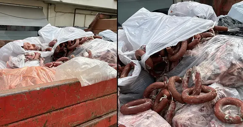 Domuz eti tespit edilen 2,6 ton sucuk imha edildi