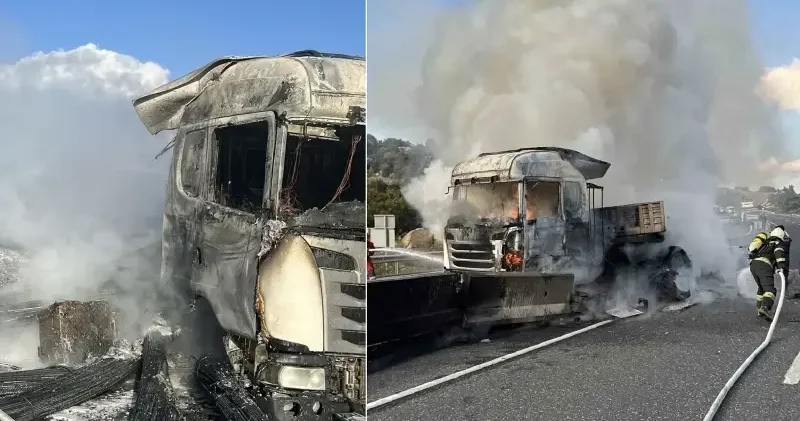 Kaza yapan tır alev alev yandı Muğla Haberleri