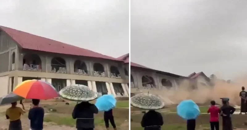 Dehşete düşüren görüntü: Onlarca öğrencinin kaldığı yurt nehre sürüklendi