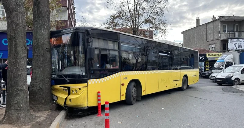 İETT otobüsü yol kenarındaki ağaca çarptı