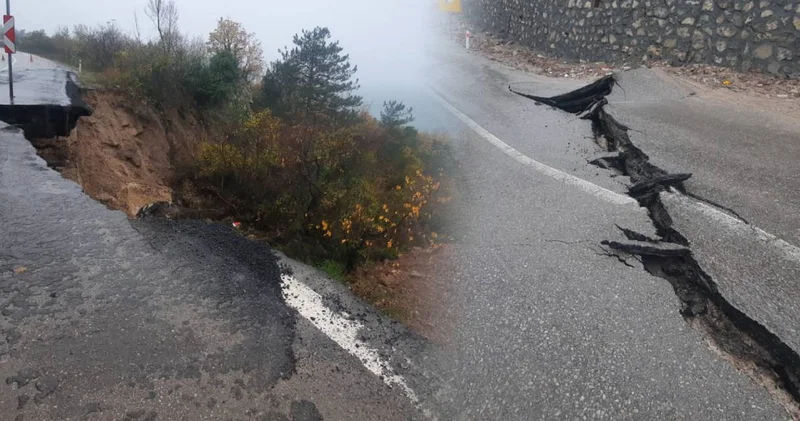 Kastamonu’da heyelan! Yol ulaşıma kapandı