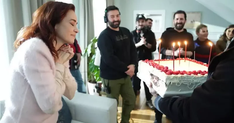 Özgü Namal a sette sürpriz doğum günü kutlaması