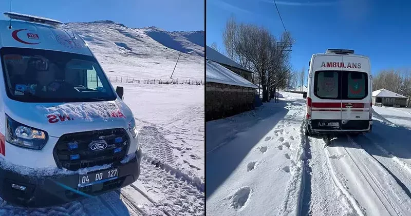 Sağlık ekipleri, köyde rahatsızlanan hamile kadına iş makinesinin yolu açmasıyla ulaştı