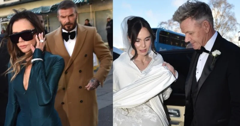 Beckham lar düğünde: Gordon Ramsay in kızı ile şampiyon yüzücü Adam Peaty evlendi