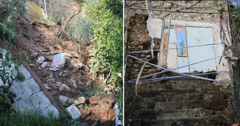 Aydın da toprak kayması sonucu bir ev yıkıldı Aydın Haberleri