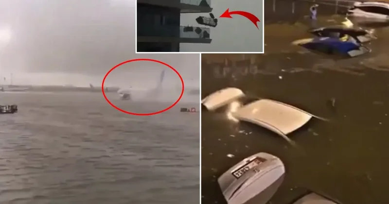 Dubai felaketi yaşıyor! Havalimanı dev bir havuza, yollar bataklığa döndü