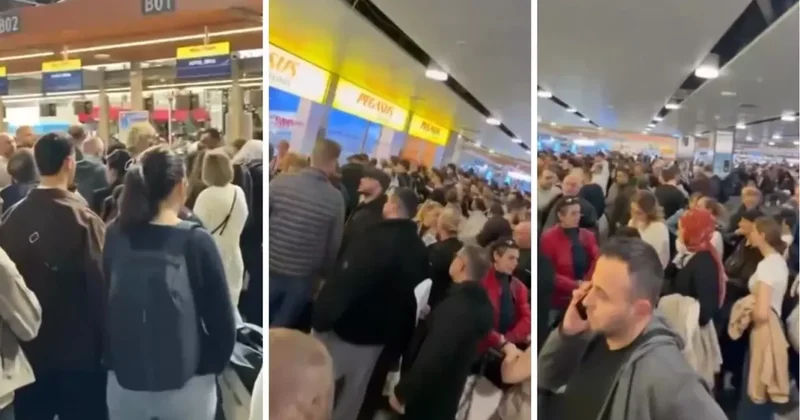 Olumsuz hava koşulları havalimanını felç etti, yolcular saatlerce bagaj bekledi