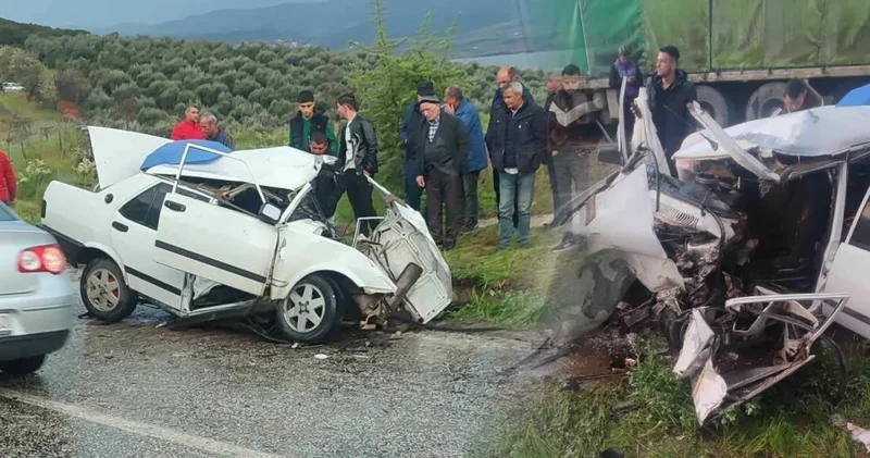 Manisa’da feci kaza! TIR ile çarpışan otomobil hurdaya döndü: 3 yaralı