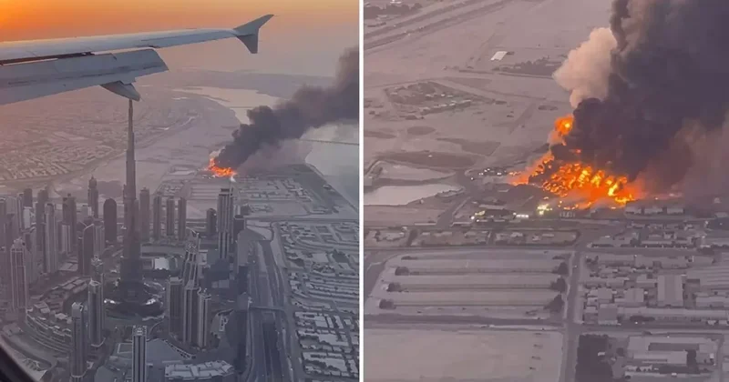 Yolcu uçağındaki turist, İran saldırısı sonucu hasar gören BAE deki alüminyum fabrikasını görüntüledi