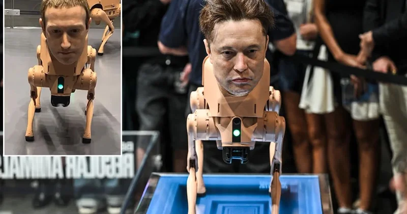 Berlin de sıra dışı sergi! Musk ve Zuckerberg kafalı robot köpekler gündemde