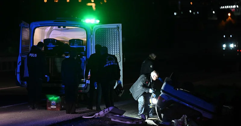 Takla atan otomobil hurdaya döndü: 1 ölü, 2 yaralı