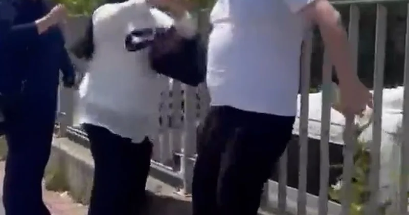 Kavgaya müdahale: Kadın saldırganı itip uzaklaştırdı