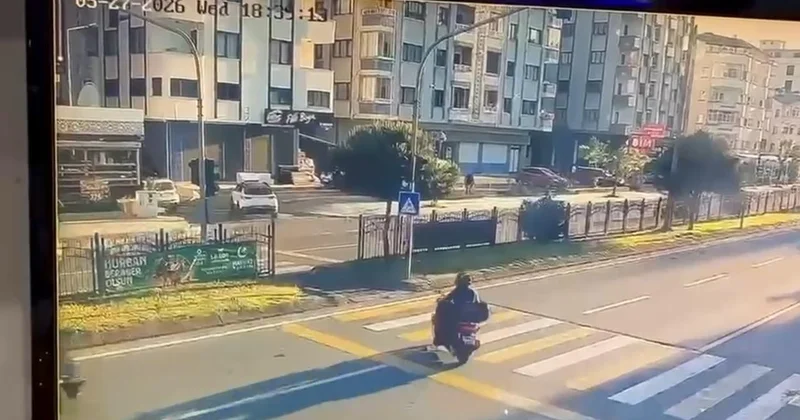Trabzon da otomobil, yaya geçidinden geçen motosiklete çarptı