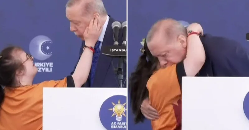 Sahneye fırlayan miniğin Erdoğan sevgisi yürekleri ısıttı