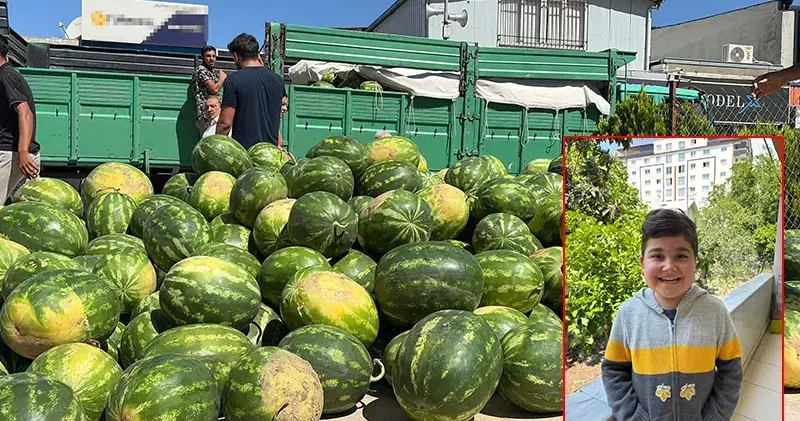 Hayırsever çiftçi, DMD hastası Uygar için bir kamyon karpuz bağışladı