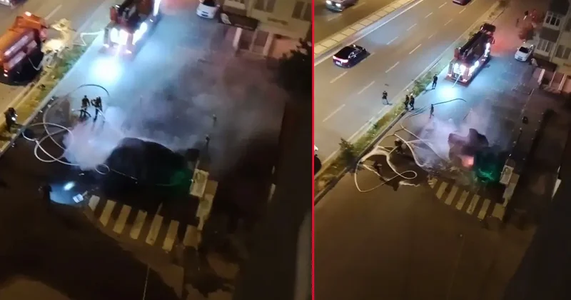 Elektrikli araç bomba gibi patladı! O anlar kameraya saniye saniye yansıdı