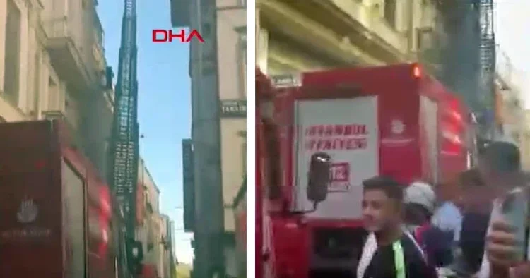 İstiklal Caddesi nde alışveriş merkezinde yangın
