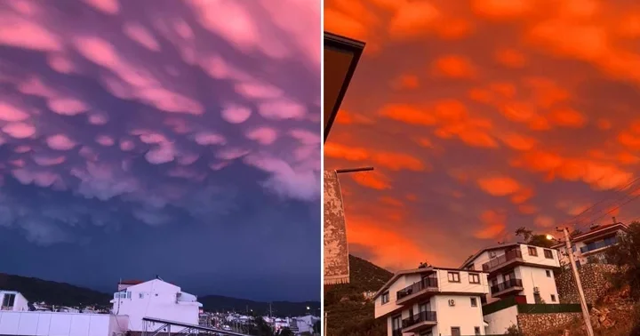 Fethiye de görsel şölen: Gökyüzünü Mammatus bulutları sardı