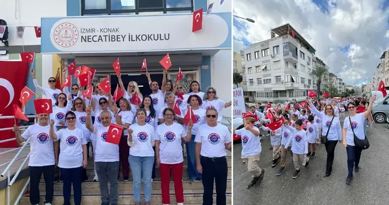 İzmir de öğrencilerden 102 nci Yıl Cumhuriyet Yürüyüşü