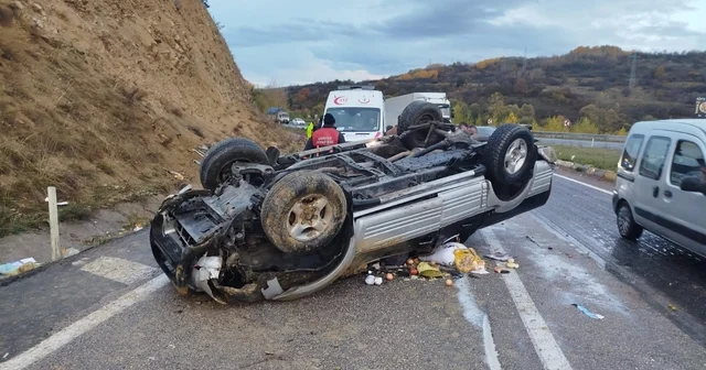 Çankırı da devrilen pikabın sürücüsü yaralandı Çankırı Haberleri