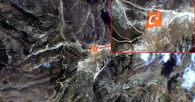 Kahramanmaraş Ahır Dağı zirvesine işlenen Türk bayrağı, Göktürk 1 uydusunun kamerasına yansıdı Ankara Haberleri