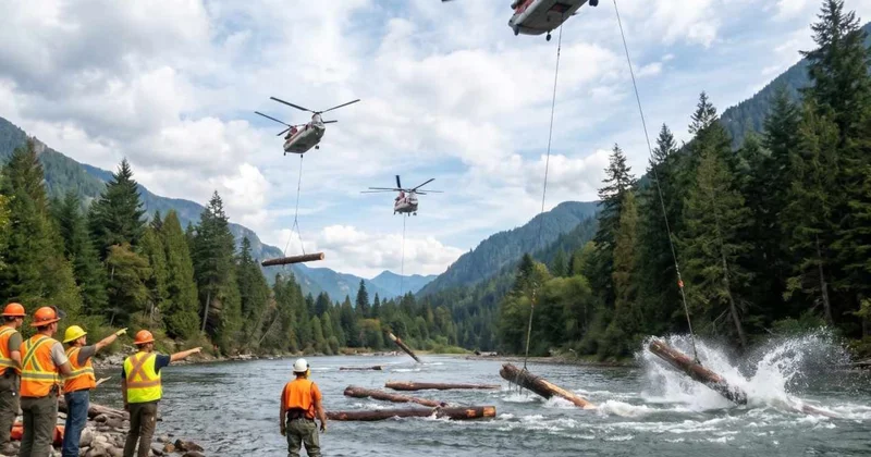 Helikopterlerle suyun ortasına ağaç yağdırmaya başladılar Sözcü Gazetesi