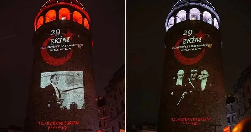 Galata Kulesi nde 29 Ekim e özel Atatürk gösterisi