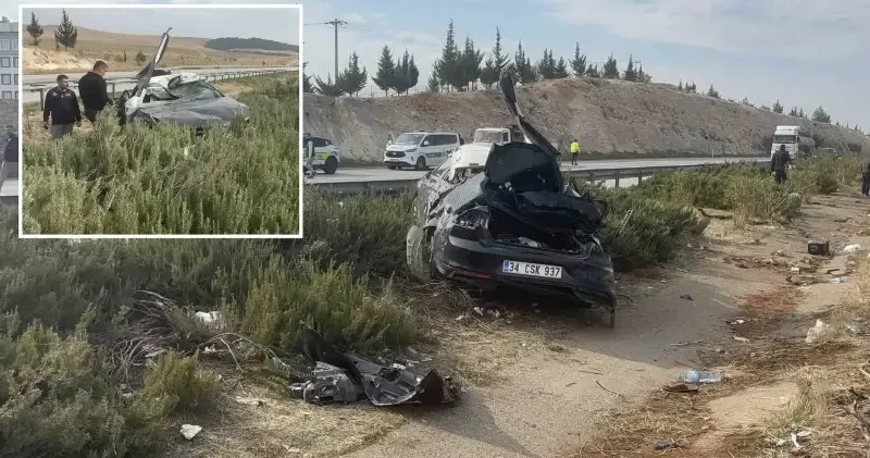 Kontrolden çıkan otomobil taklalar atarak refüje uçtu: Ölü ve yaralılar var Gaziantep Haberleri