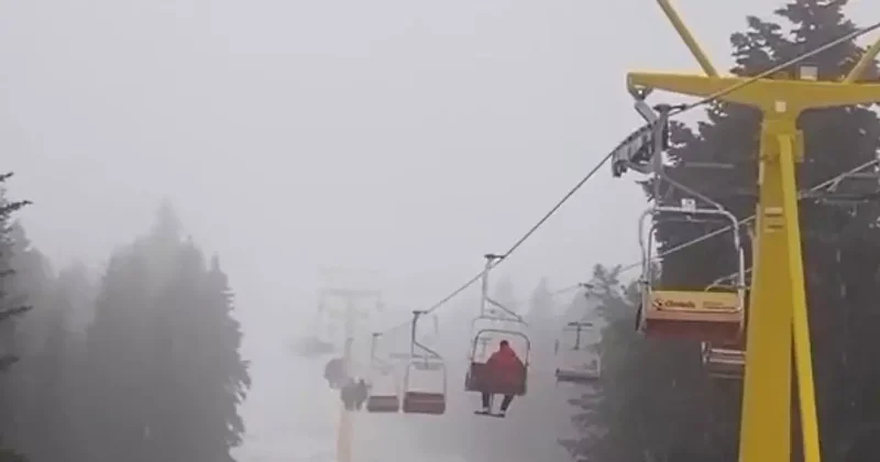 Uludağ da kar yağışı: Beyaza büründü!