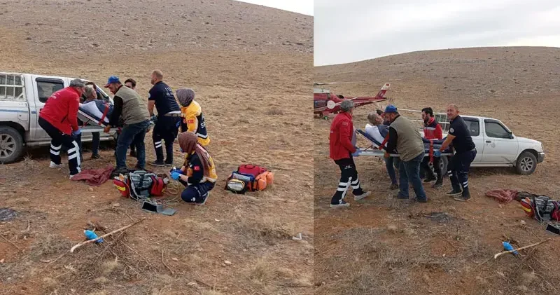 Dağlık alanda kalp krizi geçiren çoban, hava ambulansıyla kurtarıldı