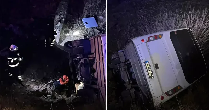 Madenci servisi uçuruma yuvarlandı: 15 yaralı