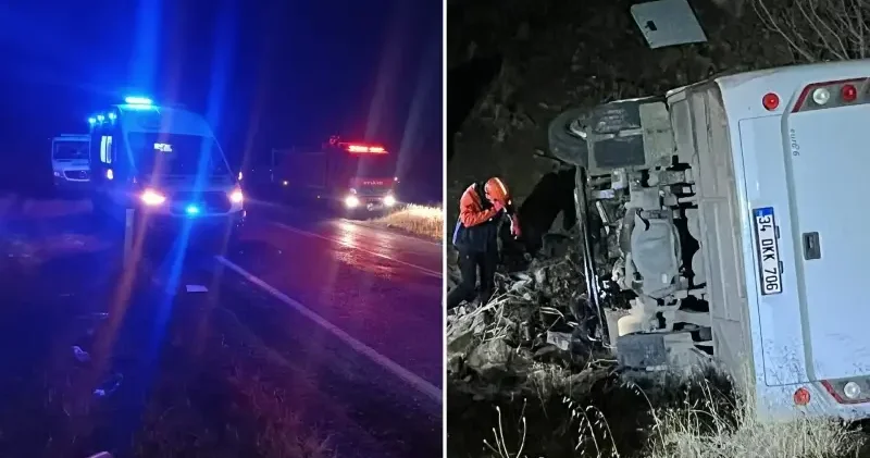 Siirt te minibüs devrildi: 2 si ağır 15 yaralı Siirt Haberleri