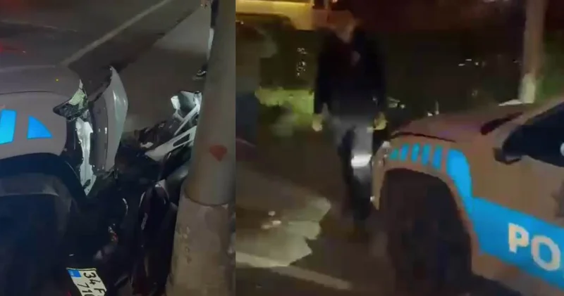 Dur ihtarına uymadı polis aracına çarptı