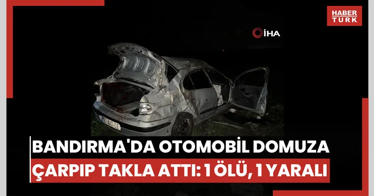 Bandırma da otomobil domuza çarpıp takla attı: 1 ölü, 1 yaralı
