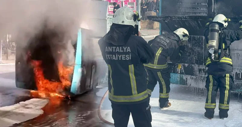 Halk otobüsü alev alev yandı!