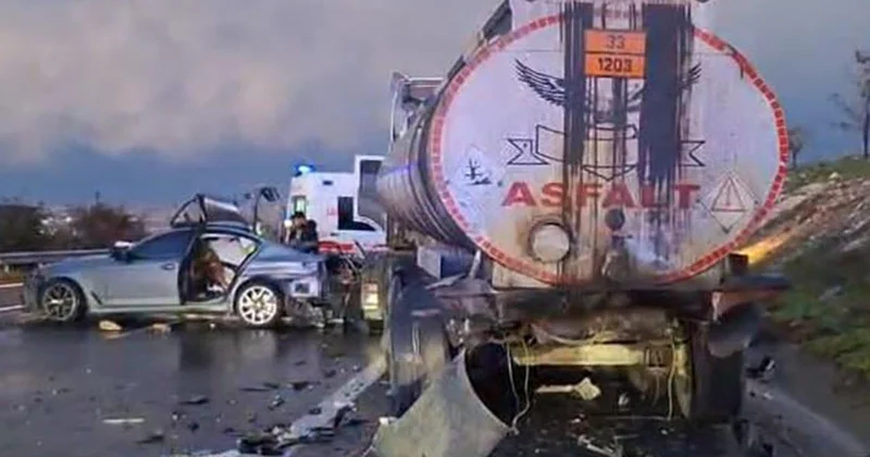 Tanker ile otomobil çarpıştı: 1 ölü, 5 yaralı