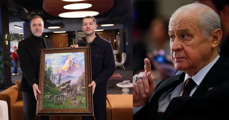 MHP Lideri Devlet Bahçeli hediye etmişti: Uraz Kaygılaroğlu Bozkurt tablosunu teslim aldı Sözcü Gazetesi