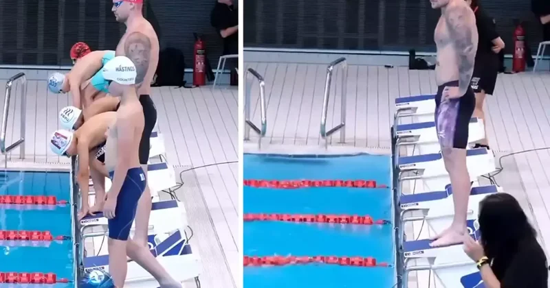 Rakiplerinden 20 saniye sonra suya atladı sonuç inanılmaz