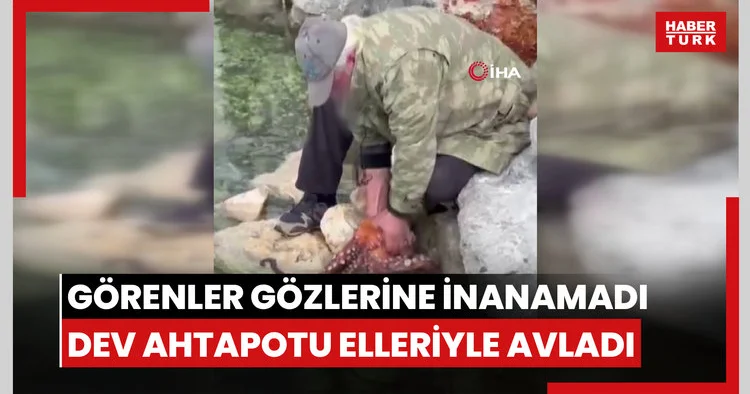 Görenler gözlerine inanamadı: Kayalıktaki dev ahtapotu elleriyle avladı