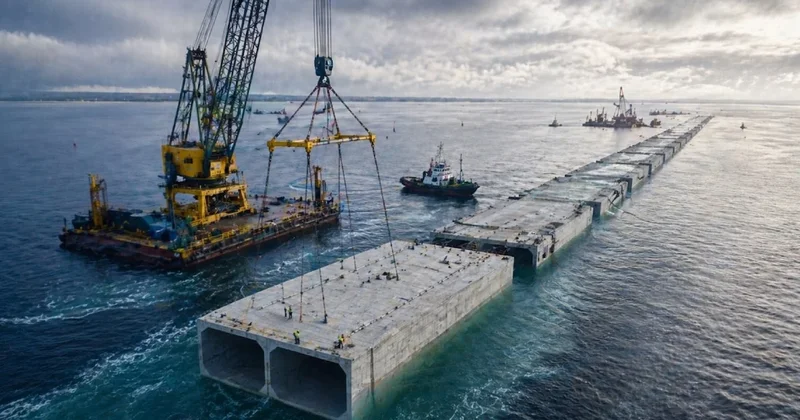 İki ülkeyi su altından birbirine bağlayacaklar: 73 bin tonluk bloklar tek tek yerleştiriliyor Sözcü Gazetesi