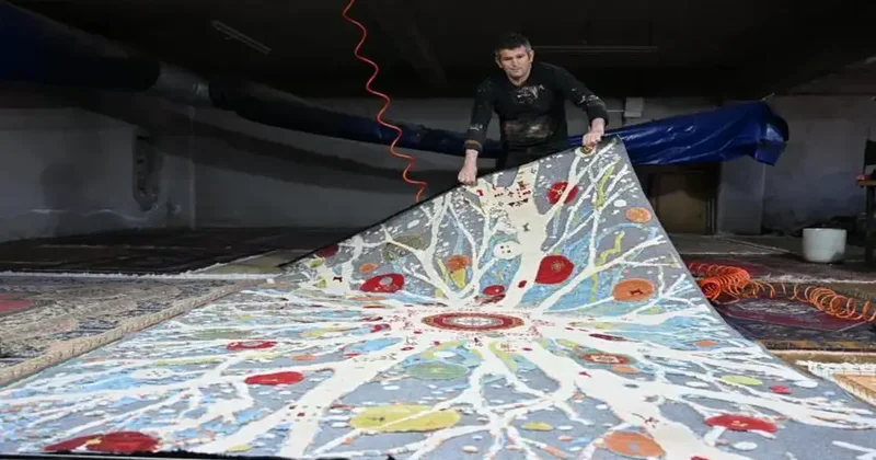 Üzerinden kamyon geçen halılar dünya saraylarını süslüyor