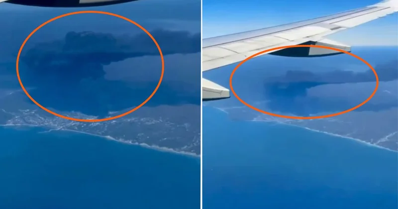 Rus petrol rafinerisi yangını yolcu uçağından görüntülendi