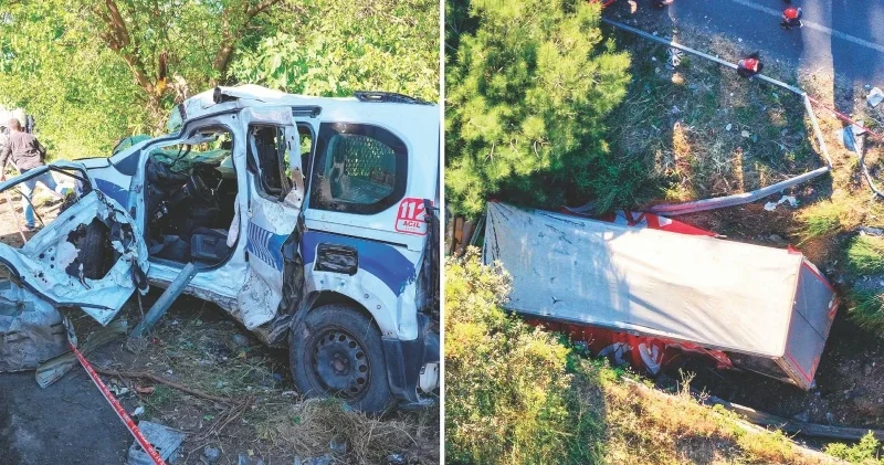 TIR dokuz aracı biçti: 1 i polis 3 ölü Yerel Gündem Haberleri