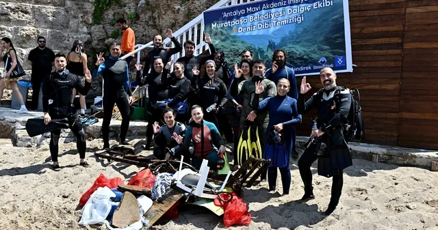 Mermerli Plajı nda deniz dibi temizliği Antalya Haberleri