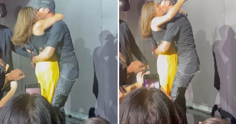 Konsere damga vuran an! Kadın hayranının dudaklarına yapıştı