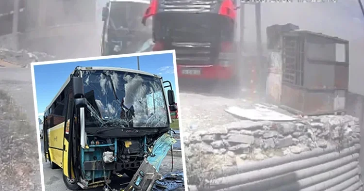 Freni boşalan İETT otobüsü TIR a çarptı